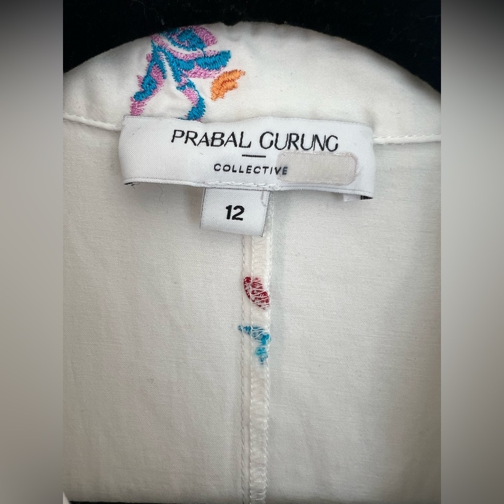 Prabal Gurung White Embroidered Cotton Midi Dress Size 12 - Picture 5 of 7